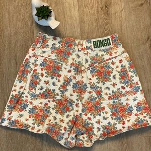 Vintage Floral Bongo High Waisted Jean Shorts